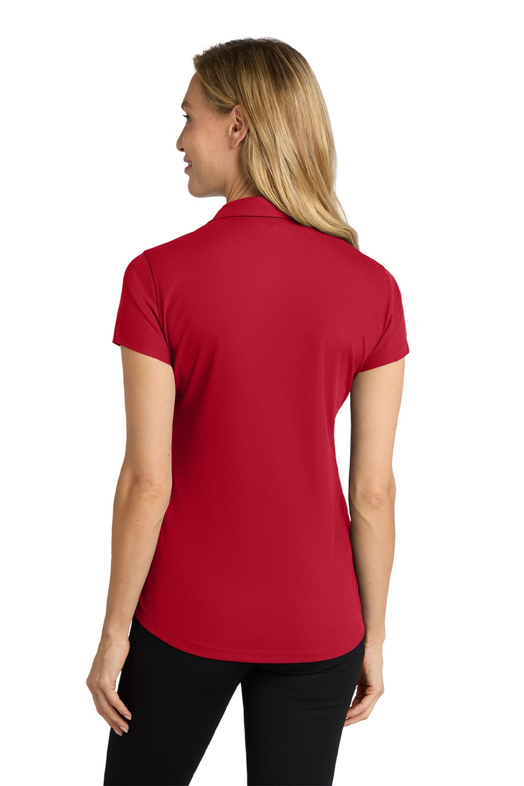 Port Authority L572 Womens Dry Zone Moisture Wicking Short Sleeve Polo Shirt Engine Red Model Back