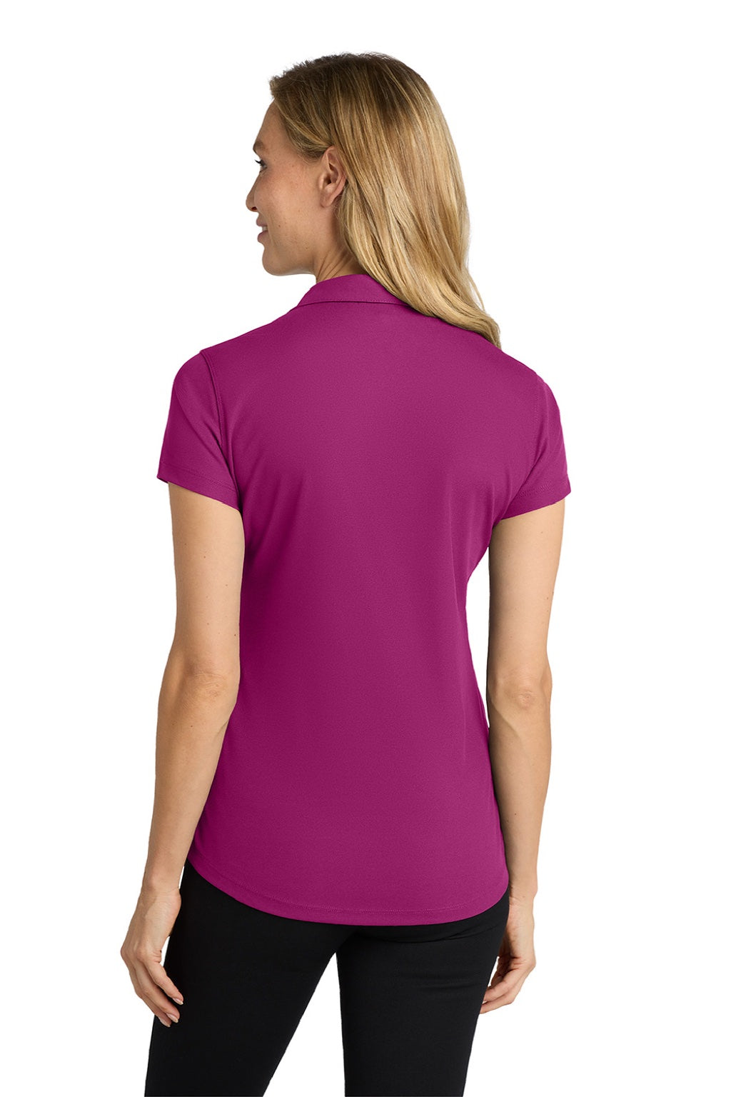 Port Authority L572 Womens Dry Zone Moisture Wicking Short Sleeve Polo Shirt Magenta Purple Model Back