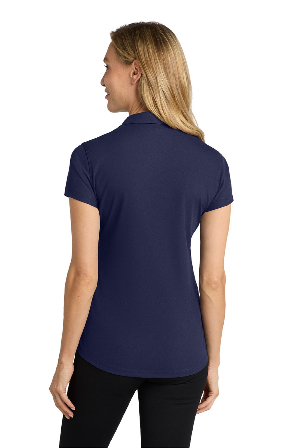 Port Authority L572 Womens Dry Zone Moisture Wicking Short Sleeve Polo Shirt True Navy Blue Model Back