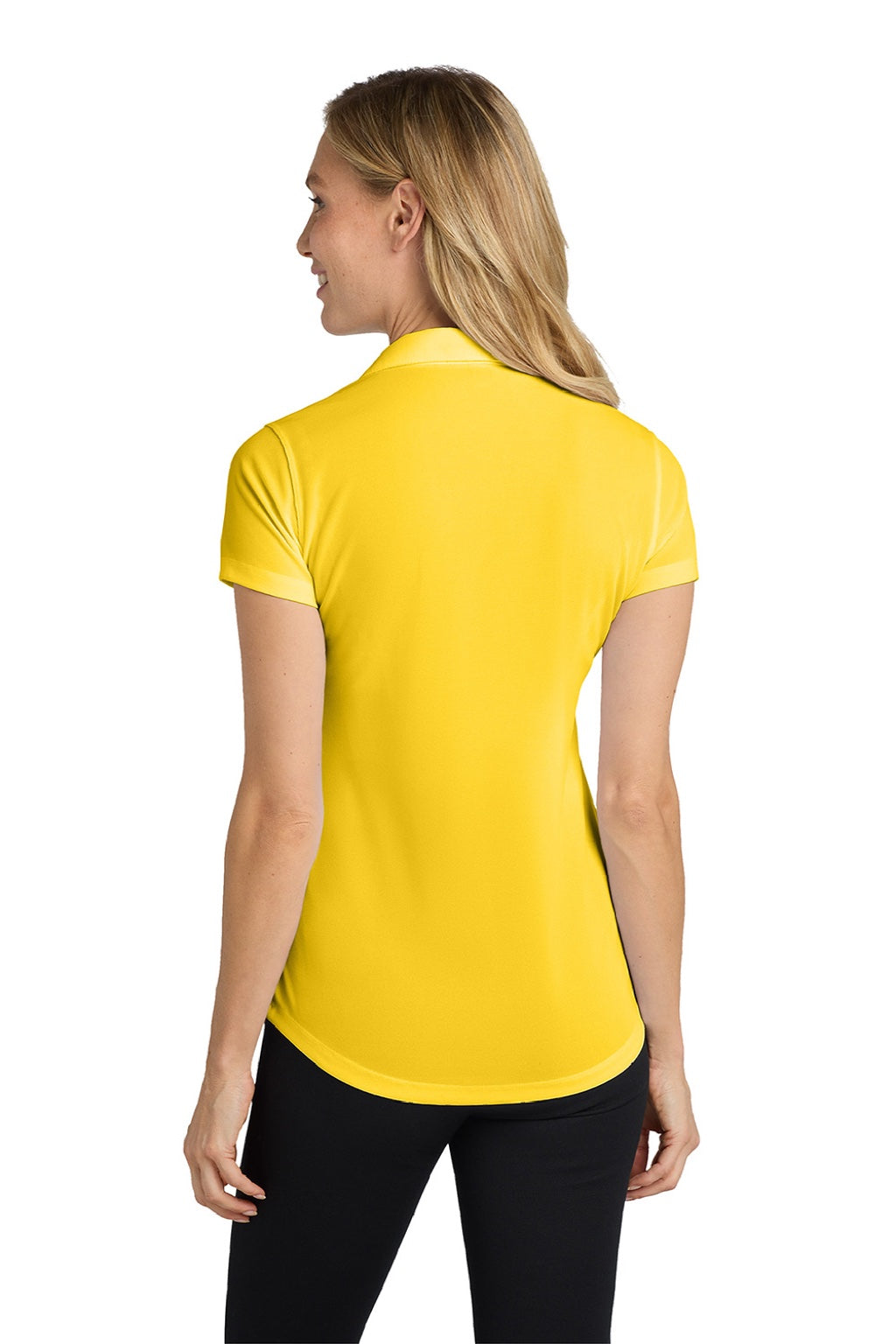 Port Authority L572 Womens Dry Zone Moisture Wicking Short Sleeve Polo Shirt Yellow Model Back
