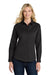 Port Authority L608 Womens Easy Care Wrinkle Resistant Long Sleeve Button Down Shirt Black/Light Sone Model Front