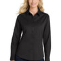 Port Authority Womens Easy Care Wrinkle Resistant Long Sleeve Button Down Shirt - Black/Light Sone