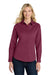 Port Authority L608 Womens Easy Care Wrinkle Resistant Long Sleeve Button Down Shirt Burgundy/Light Stone Model Front