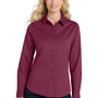 Port Authority Womens Easy Care Wrinkle Resistant Long Sleeve Button Down Shirt - Burgundy/Light Stone