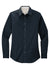 Port Authority L608 Womens Easy Care Wrinkle Resistant Long Sleeve Button Down Shirt Classic Navy Blue Flat Front