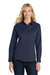 Port Authority L608 Womens Easy Care Wrinkle Resistant Long Sleeve Button Down Shirt Navy Blue/Light Stone Model Front