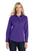 Port Authority L608 Womens Easy Care Wrinkle Resistant Long Sleeve Button Down Shirt Purple/Light Stone Model Front