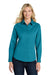 Port Authority L608 Womens Easy Care Wrinkle Resistant Long Sleeve Button Down Shirt Teal Green Model Front
