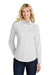 Port Authority L608 Womens Easy Care Wrinkle Resistant Long Sleeve Button Down Shirt White/Light Stone Model Front