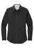 Port Authority L608 Womens Easy Care Wrinkle Resistant Long Sleeve Button Down Shirt Black/Light Sone Flat Front