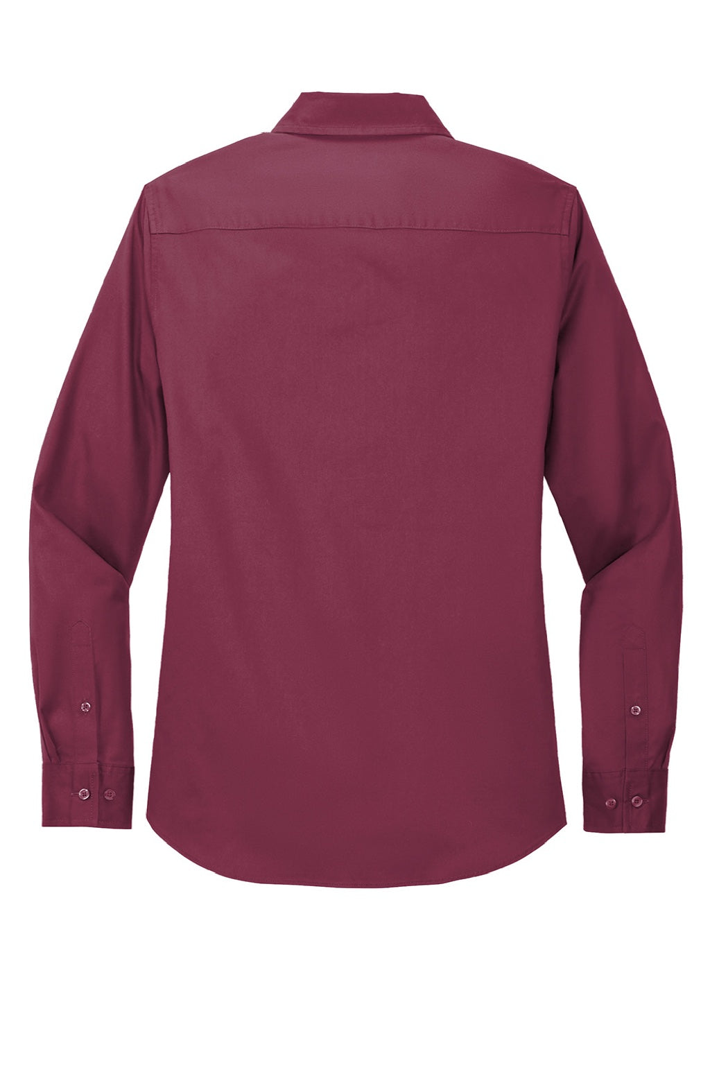 Port Authority L608 Womens Easy Care Wrinkle Resistant Long Sleeve Button Down Shirt Burgundy/Light Stone Flat Back
