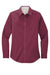 Port Authority L608 Womens Easy Care Wrinkle Resistant Long Sleeve Button Down Shirt Burgundy/Light Stone Flat Front
