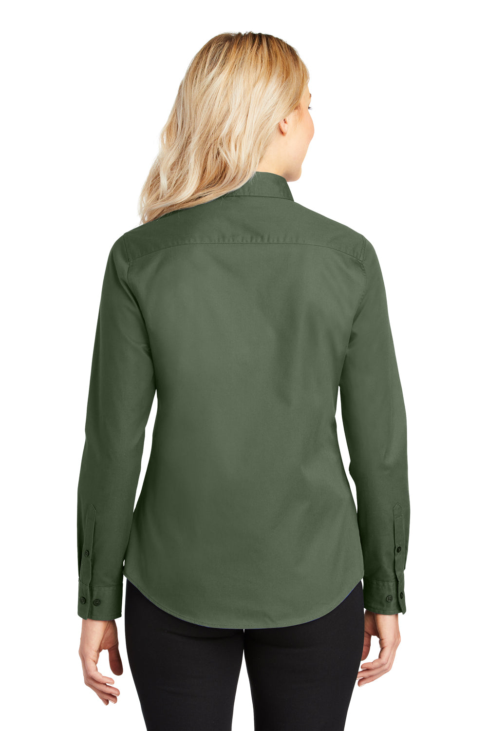Port Authority L608 Womens Easy Care Wrinkle Resistant Long Sleeve Button Down Shirt Clover Green Back