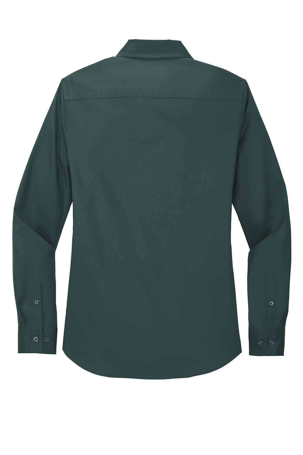 Port Authority L608 Womens Easy Care Wrinkle Resistant Long Sleeve Button Down Shirt Dark Green Flat Back