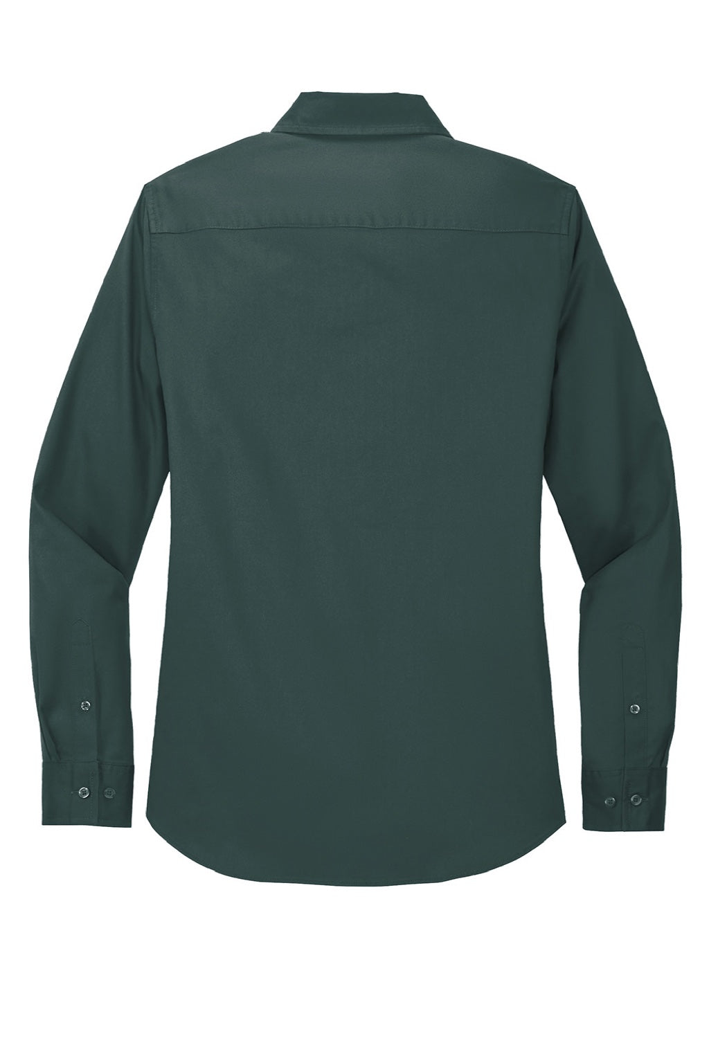 Port Authority L608 Womens Easy Care Wrinkle Resistant Long Sleeve Button Down Shirt Dark Green/Navy Blue Flat Back