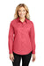 Port Authority L608 Womens Easy Care Wrinkle Resistant Long Sleeve Button Down Shirt Hibiscus Pink Front