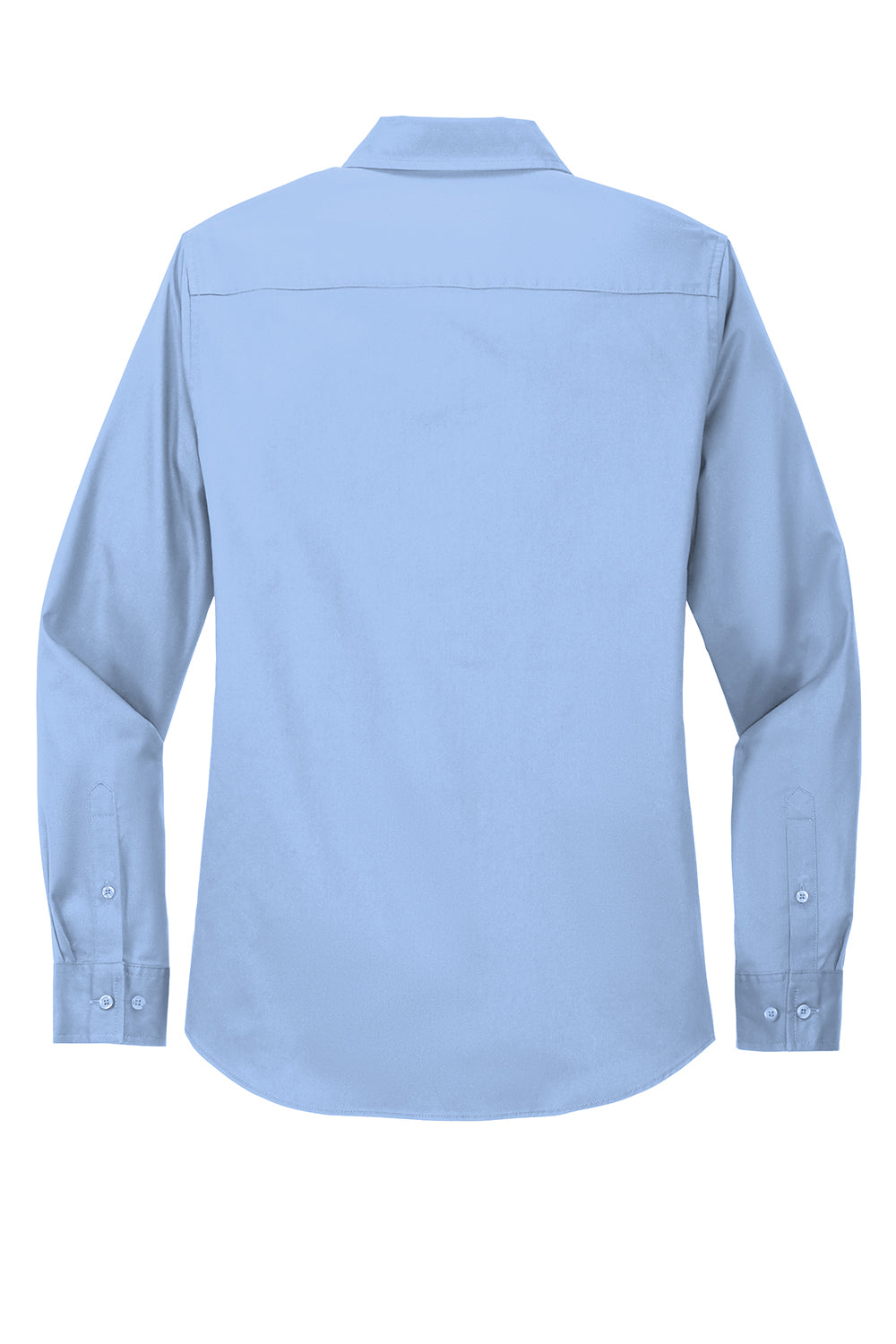 Port Authority L608 Womens Easy Care Wrinkle Resistant Long Sleeve Button Down Shirt Light Blue Flat Back