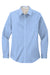 Port Authority L608 Womens Easy Care Wrinkle Resistant Long Sleeve Button Down Shirt Light Blue/Light Stone Flat Front