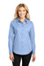 Port Authority L608 Womens Easy Care Wrinkle Resistant Long Sleeve Button Down Shirt Light Blue Front