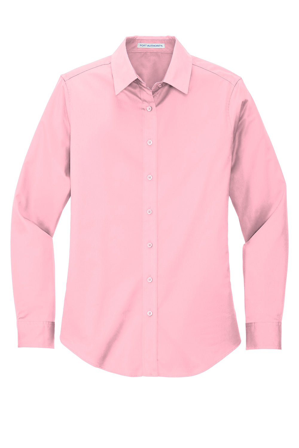 Port Authority L608 Womens Easy Care Wrinkle Resistant Long Sleeve Button Down Shirt Light Pink Flat Front