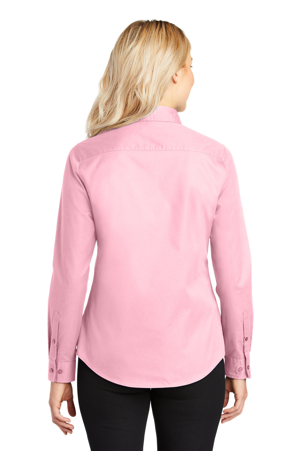 Port Authority L608 Womens Easy Care Wrinkle Resistant Long Sleeve Button Down Shirt Light Pink Back