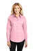 Port Authority L608 Womens Easy Care Wrinkle Resistant Long Sleeve Button Down Shirt Light Pink Front