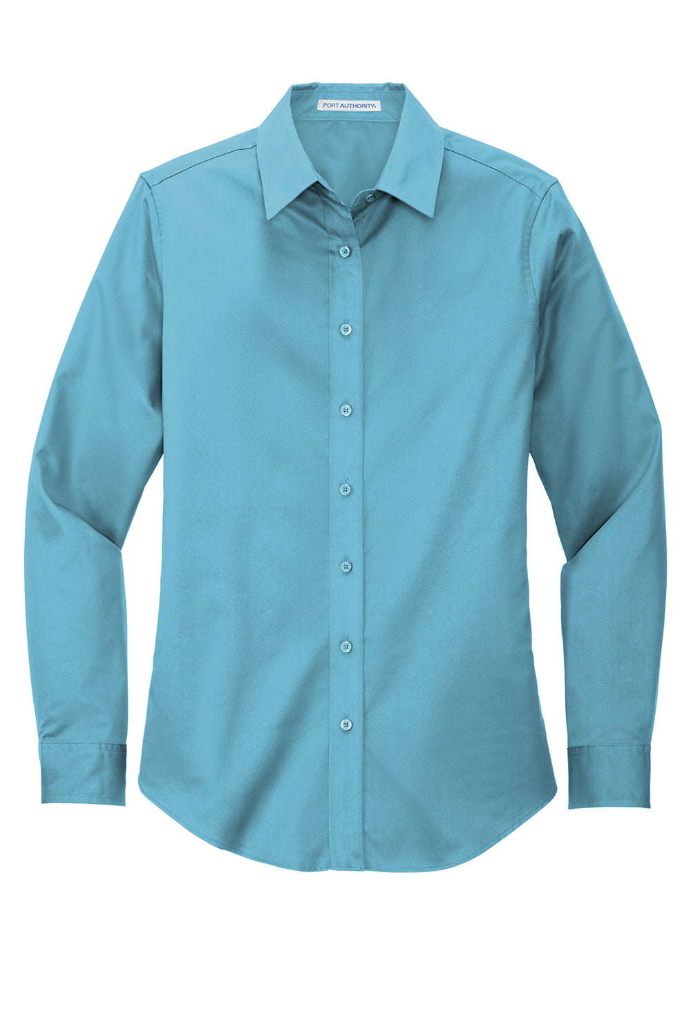 Port Authority L608 Womens Easy Care Wrinkle Resistant Long Sleeve Button Down Shirt Maui Blue Flat Front