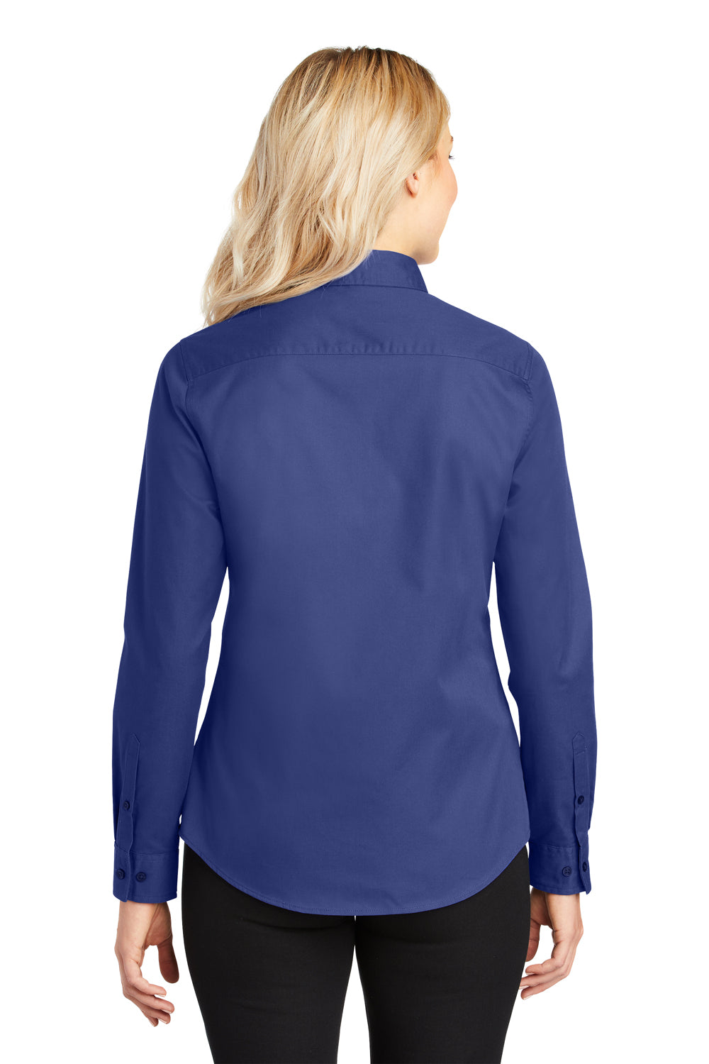 Port Authority L608 Womens Easy Care Wrinkle Resistant Long Sleeve Button Down Shirt Mediterranean Blue Back