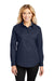 Port Authority L608 Womens Easy Care Wrinkle Resistant Long Sleeve Button Down Shirt Navy Blue Front