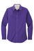 Port Authority L608 Womens Easy Care Wrinkle Resistant Long Sleeve Button Down Shirt Purple/Light Stone Flat Front