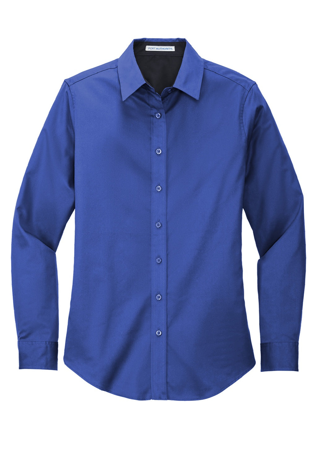 Port Authority L608 Womens Easy Care Wrinkle Resistant Long Sleeve Button Down Shirt Royal Blue/Classic Navy Blue Flat Front