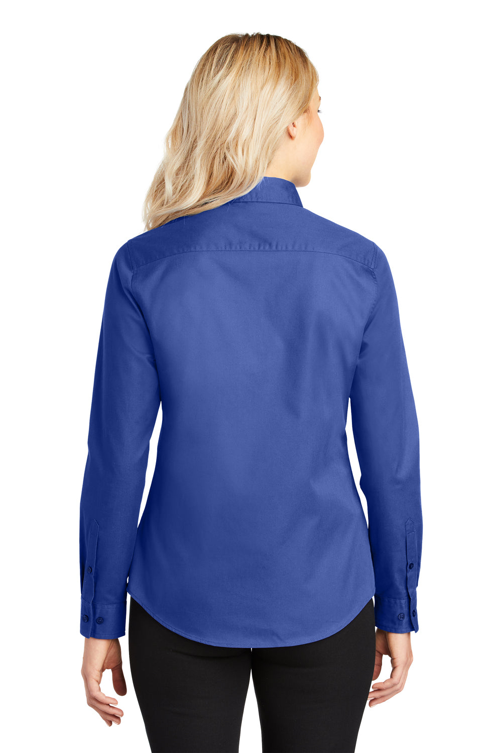 Port Authority L608 Womens Easy Care Wrinkle Resistant Long Sleeve Button Down Shirt Royal Blue Back