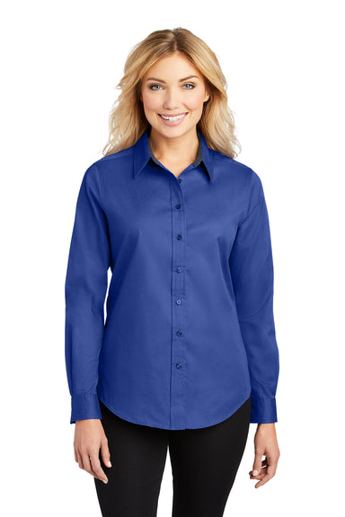 Port Authority L608 Womens Easy Care Wrinkle Resistant Long Sleeve Button Down Shirt Royal Blue Front