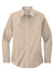 Port Authority L608 Womens Easy Care Wrinkle Resistant Long Sleeve Button Down Shirt Stone Brown Flat Front