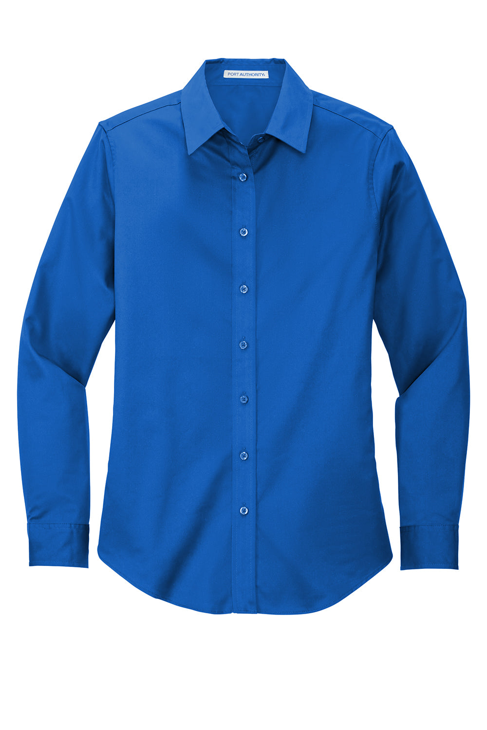 Port Authority L608 Womens Easy Care Wrinkle Resistant Long Sleeve Button Down Shirt Strong Blue Flat Front