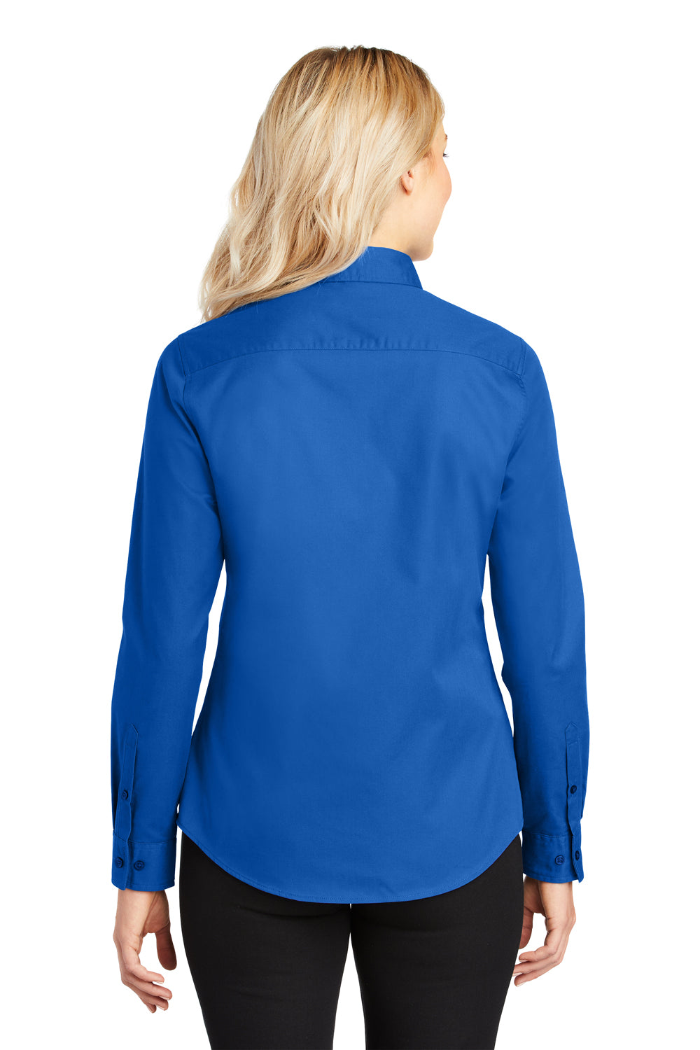 Port Authority L608 Womens Easy Care Wrinkle Resistant Long Sleeve Button Down Shirt Strong Blue Back
