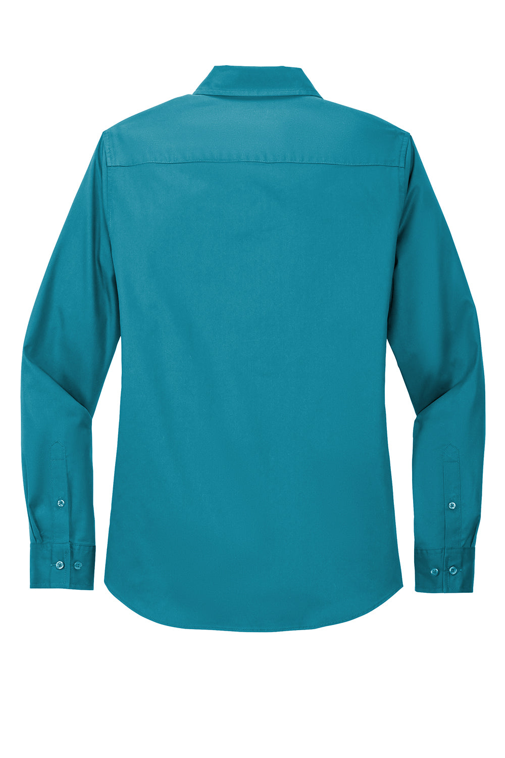 Port Authority L608 Womens Easy Care Wrinkle Resistant Long Sleeve Button Down Shirt Teal Green Flat Back