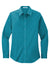 Port Authority L608 Womens Easy Care Wrinkle Resistant Long Sleeve Button Down Shirt Teal Green Flat Front