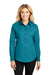 Port Authority L608 Womens Easy Care Wrinkle Resistant Long Sleeve Button Down Shirt Teal Green Front
