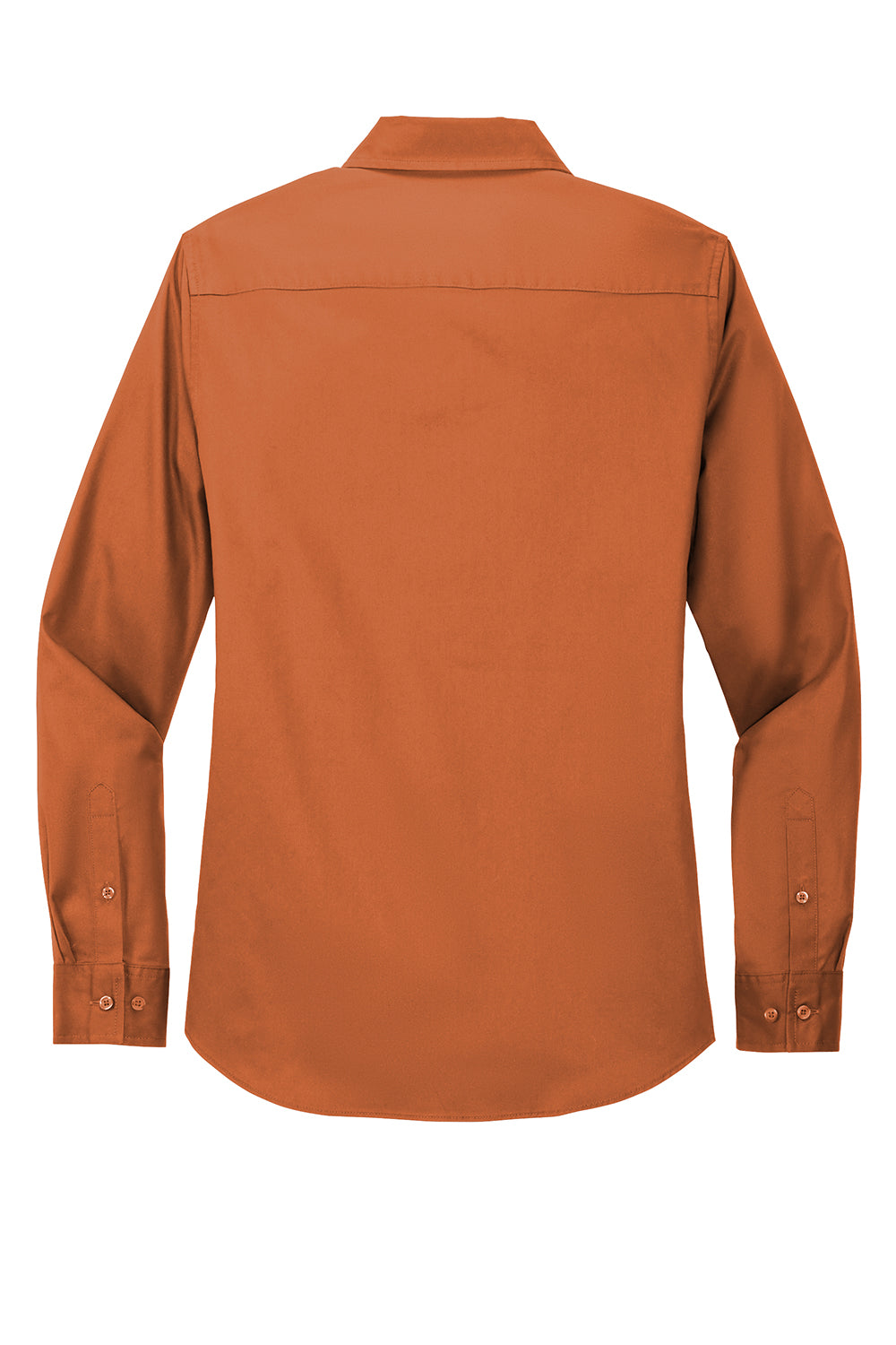 Port Authority L608 Womens Easy Care Wrinkle Resistant Long Sleeve Button Down Shirt Texas Orange Flat Back