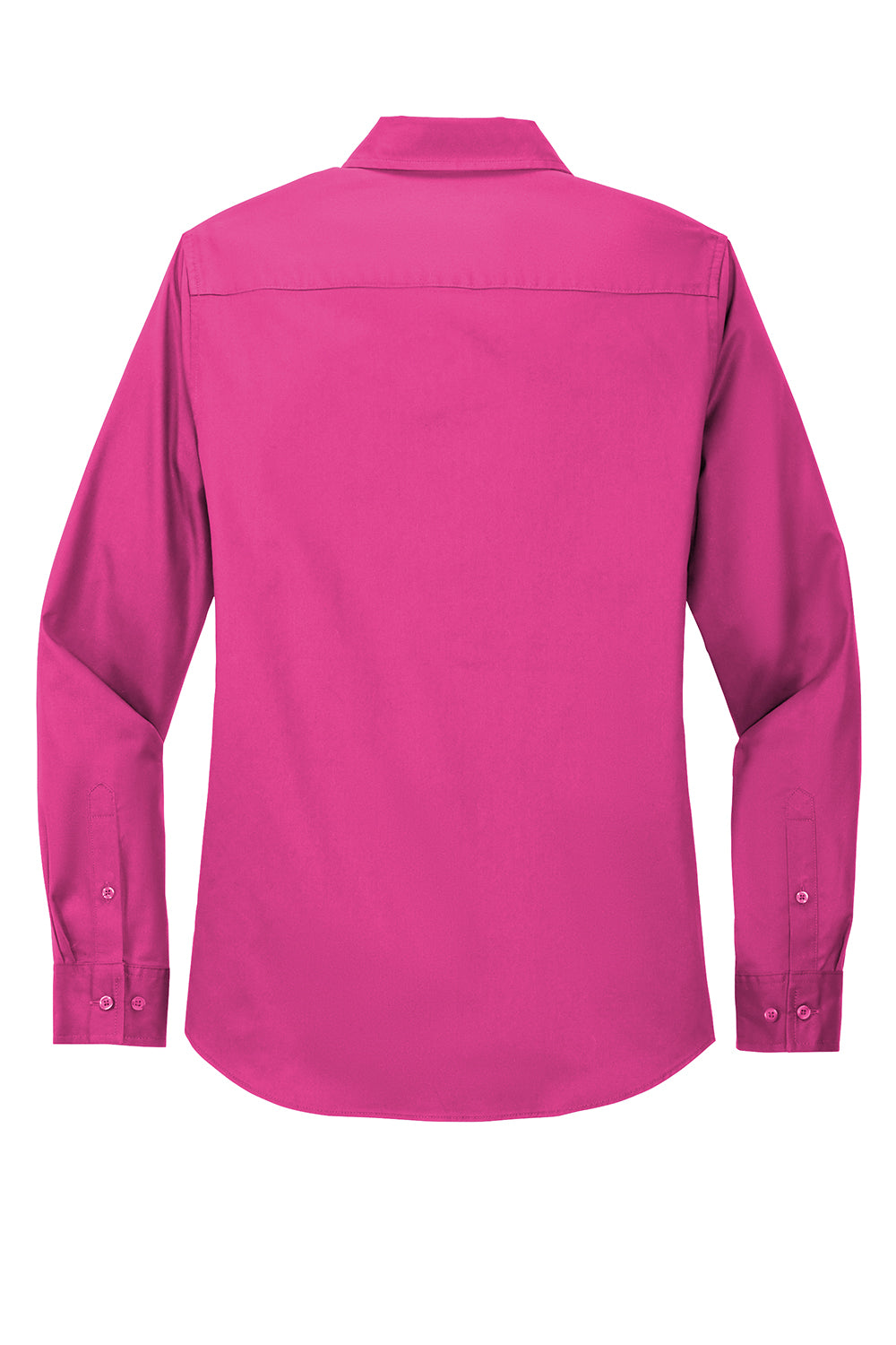 Port Authority L608 Womens Easy Care Wrinkle Resistant Long Sleeve Button Down Shirt Tropical Pink Flat Back