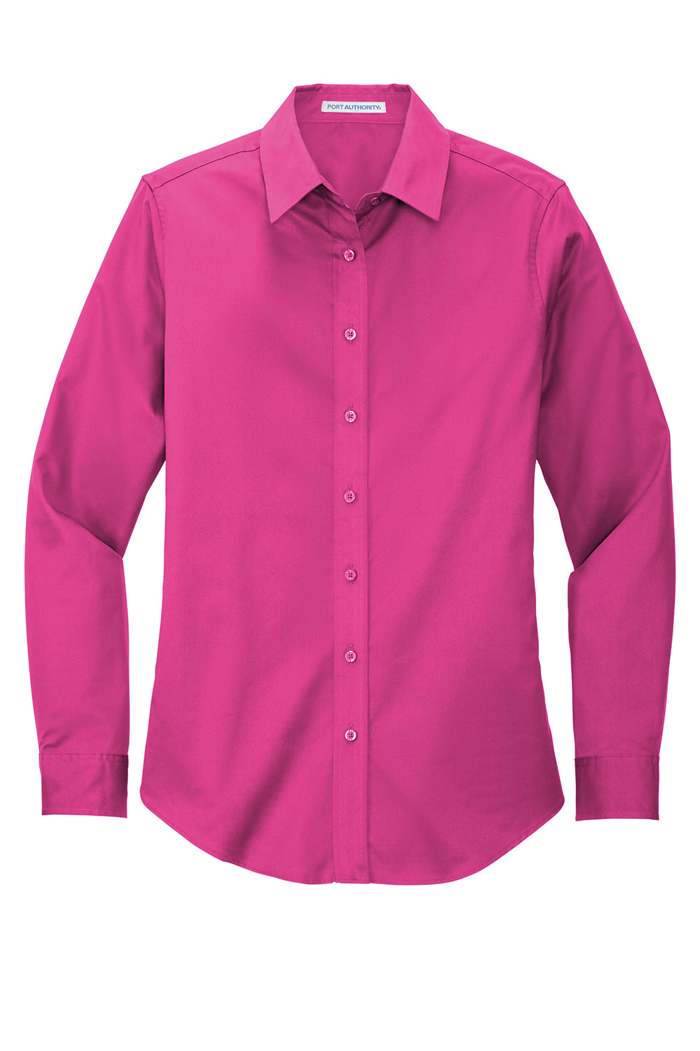 Port Authority L608 Womens Easy Care Wrinkle Resistant Long Sleeve Button Down Shirt Tropical Pink Flat Front
