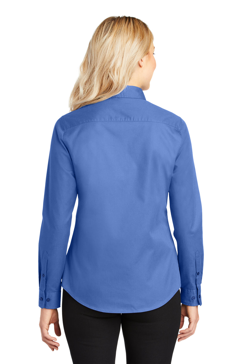 Port Authority L608 Womens Easy Care Wrinkle Resistant Long Sleeve Button Down Shirt Ultramarine Blue Back