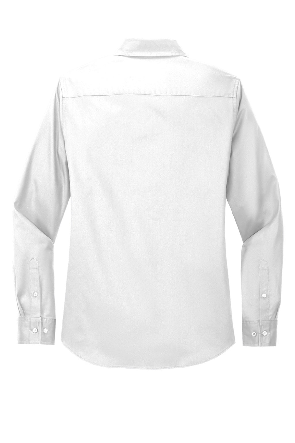 Port Authority L608 Womens Easy Care Wrinkle Resistant Long Sleeve Button Down Shirt White/Light Stone Flat Back