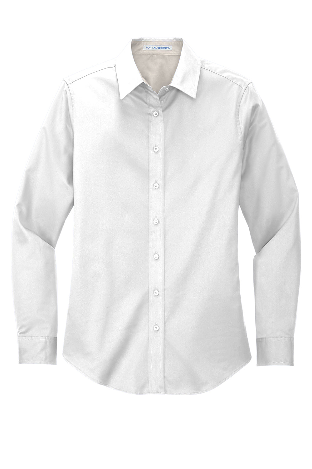 Port Authority L608 Womens Easy Care Wrinkle Resistant Long Sleeve Button Down Shirt White Flat Front