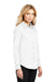 Port Authority L608 Womens Easy Care Wrinkle Resistant Long Sleeve Button Down Shirt White 3Q