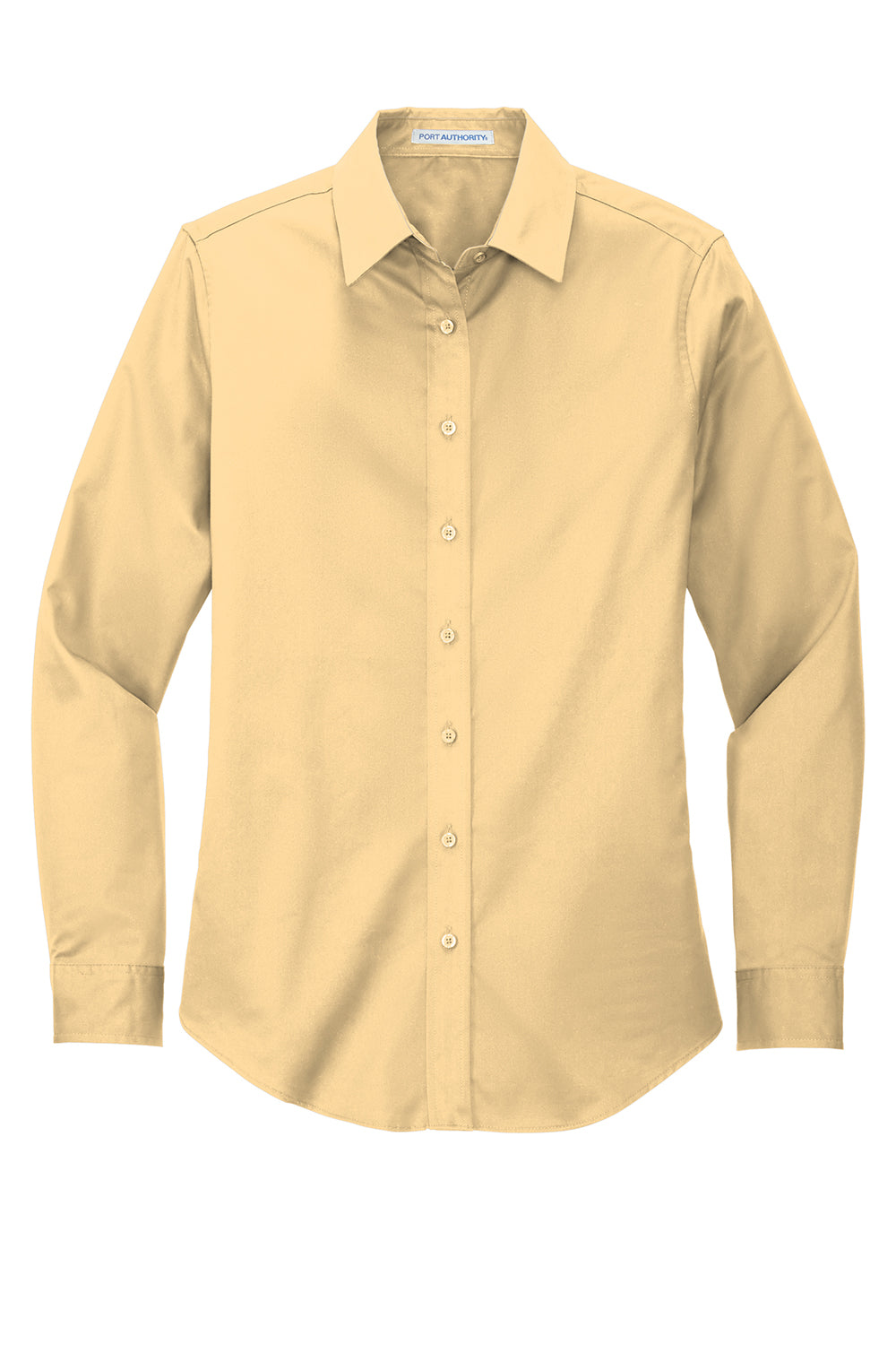 Port Authority L608 Womens Easy Care Wrinkle Resistant Long Sleeve Button Down Shirt Yellow Flat Front