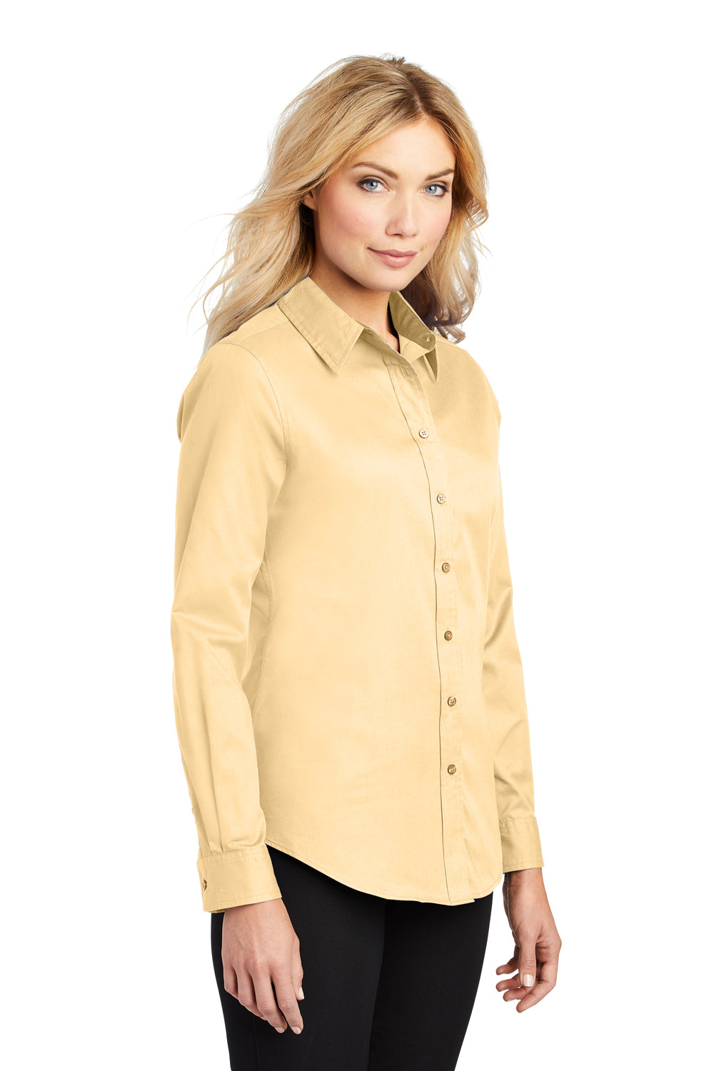 Port Authority L608 Womens Easy Care Wrinkle Resistant Long Sleeve Button Down Shirt Yellow 3Q