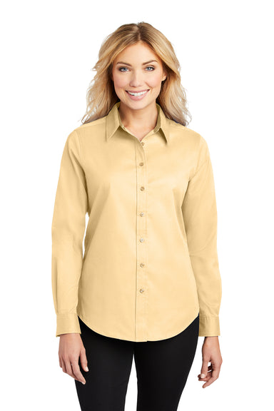 Port Authority L608 Womens Easy Care Wrinkle Resistant Long Sleeve Button Down Shirt Yellow Front