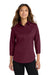 Port Authority L612 Womens Easy Care Wrinkle Resistant 3/4 Sleeve Button Down Shirt Burgundy Model Front